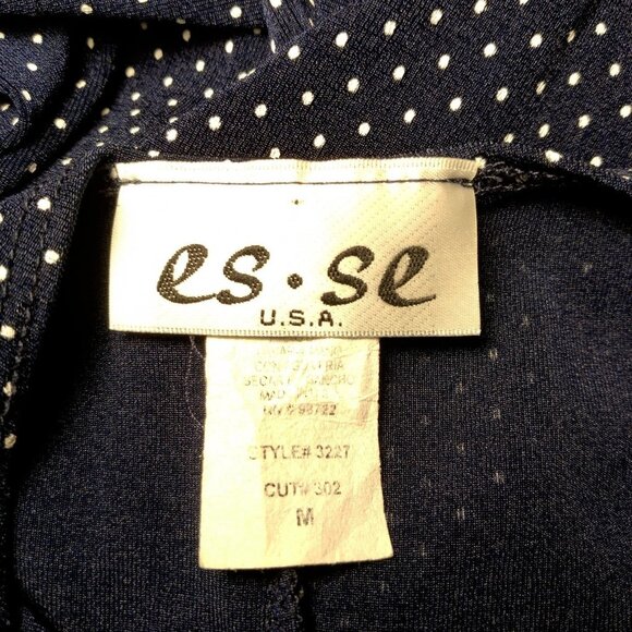 Es Se Slip Dress M Nylon Stretch Blue White Polka Dot Sleeveless Stretch - Picture 5 of 6
